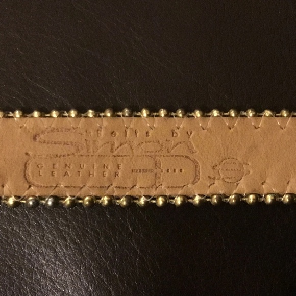 Retro Simon silver and gold leather belt with heavy silver buckle - Picture 5 of 8